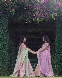 Duo with Best Friend Lehenga Pose